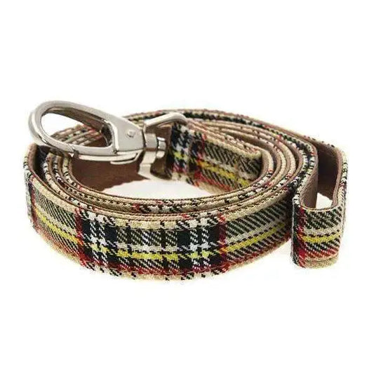 Luxury Fur Lined Brown Tartan Dog Harness with Lead - Posh Pawz - 2