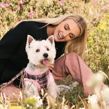 Luxury Fur Lined Pink Tartan Dog Harness - Sale - 5