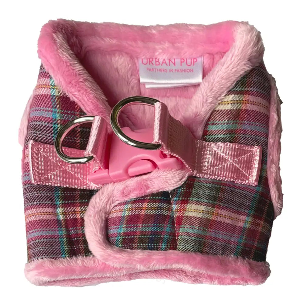 Luxury Fur Lined Pink Tartan Dog Harness - Sale - 6