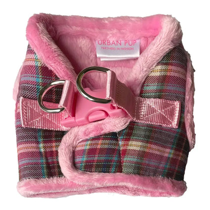 Luxury Fur Lined Pink Tartan Dog Harness - Sale - 6