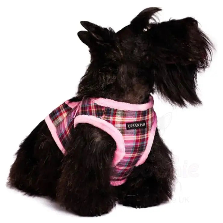 Luxury Fur Lined Pink Tartan Dog Harness - Sale - 3
