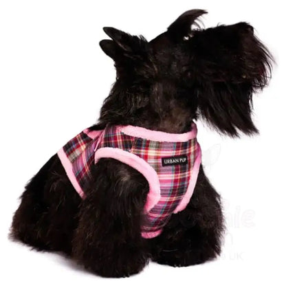 Luxury Fur Lined Pink Tartan Dog Harness - Sale - 3