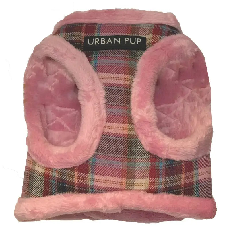 Luxury Fur Lined Pink Tartan Dog Harness - Sale - 4