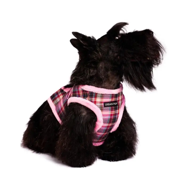 Luxury Fur Lined Pink Tartan Dog Harness - Urban Pup - 2