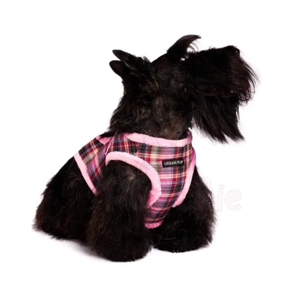 Luxury Fur Lined Pink Tartan Dog Harness - Urban Pup - 3