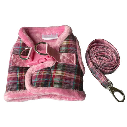 Luxury Fur Lined Pink Tartan Dog Harness - Urban Pup - 5
