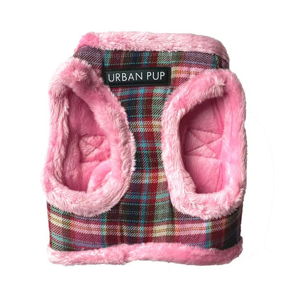 Luxury Fur Lined Pink Tartan Dog Harness - Urban Pup - 4