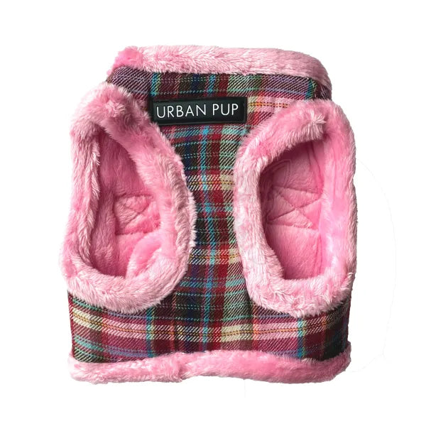 Luxury Fur Lined Pink Tartan Dog Harness - Urban Pup - 5