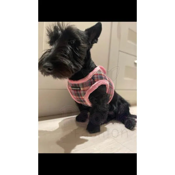Luxury Fur Lined Pink Tartan Dog Harness - Urban Pup - 2
