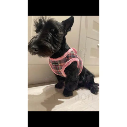 Luxury Fur Lined Pink Tartan Dog Harness - Urban Pup - 2