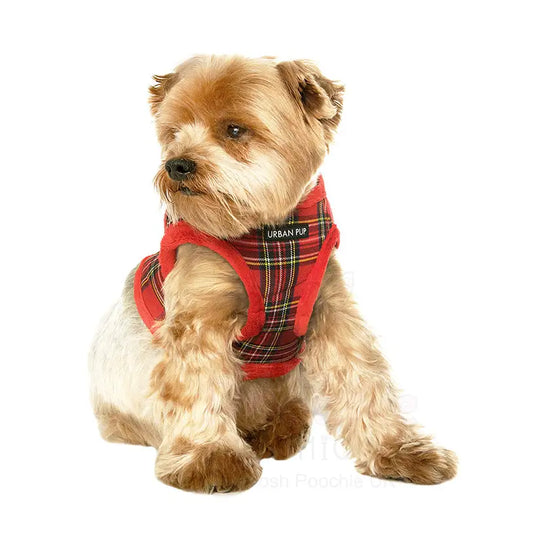Luxury Fur Lined Red Tartan Dog Harness - Sale - 2