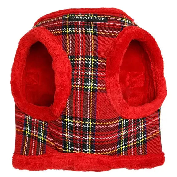 Luxury Fur Lined Red Tartan Dog Harness - Sale - 3