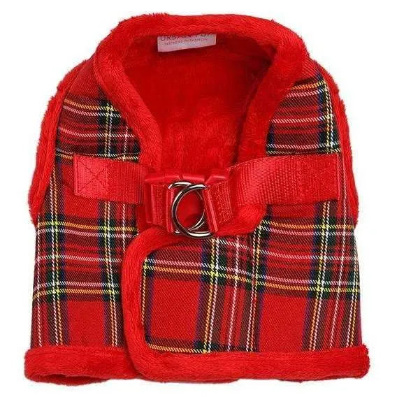 Luxury Fur Lined Red Tartan Dog Harness - Urban Pup - 1