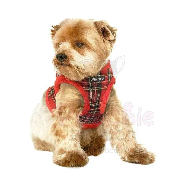 Luxury Fur Lined Red Tartan Dog Harness - Urban Pup - 2