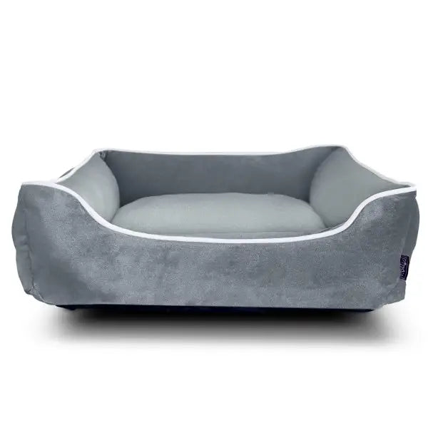 Luxury Grey Velvet Dog Bed | Poochie Fashion