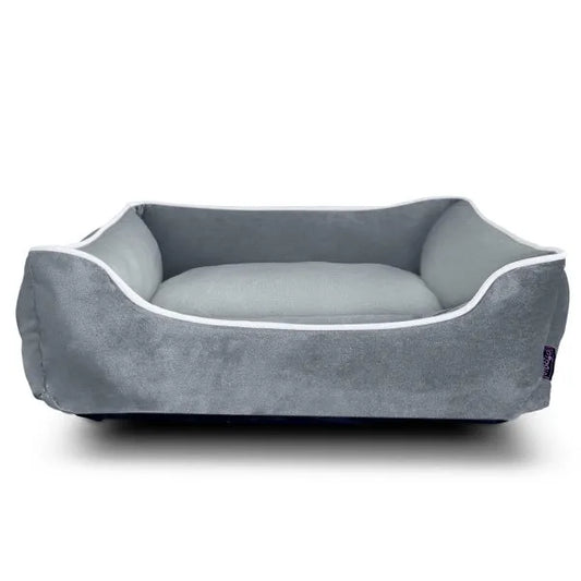 Luxury Grey Velvet Dog Bed - Piggie - 1