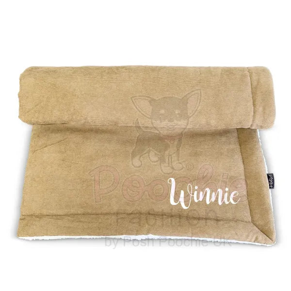 Luxury Personalised Beige Corduroy Dog Blanket - Piggie - 5