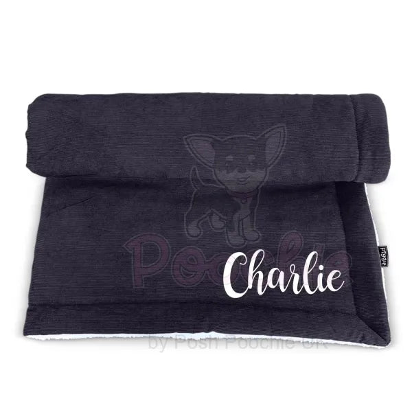 Luxury Personalised Black Corduroy Dog Blanket - Piggie - 5