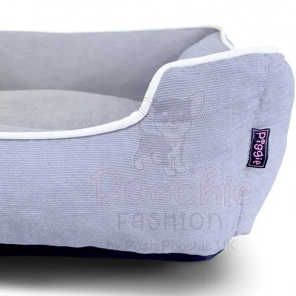 Luxury Personalised Grey Corduroy Dog Bed - Piggie - 3