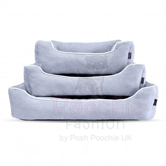 Luxury Personalised Grey Corduroy Dog Bed - Piggie - 2
