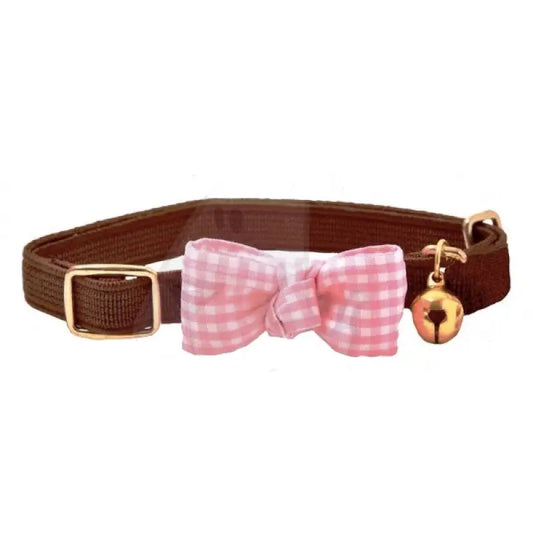 Luxury Pink Gingham Bow Cat Collar - CA&T - 1