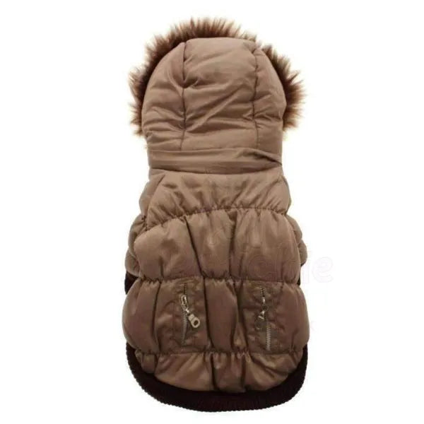 Luxury Quilted Designer Dog Coat with Detachable Hood in Brown - Urban - 3