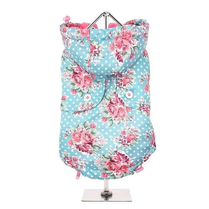Luxury Rose Floral Quilted Designer Dog Coat - Urban - 1