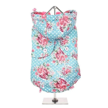 Luxury Rose Floral Quilted Designer Dog Coat - Urban - 1