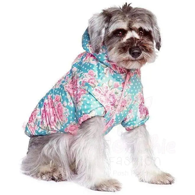 Luxury Rose Floral Quilted Designer Dog Coat - Urban - 2