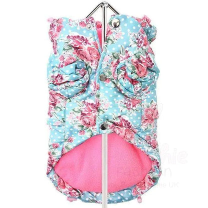Luxury Rose Floral Quilted Designer Dog Coat - Urban - 3