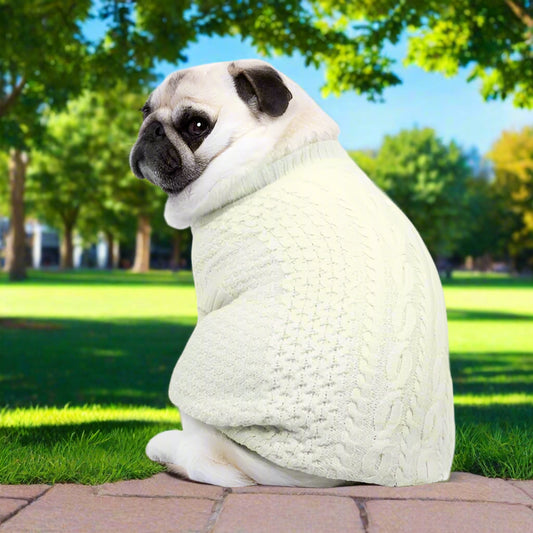 Luxury Supersoft Cable Knit Dog Jumper in Apple White - Rich Paw - 1