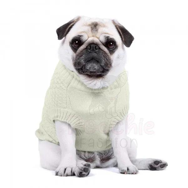 Luxury Supersoft Cable Knit Dog Jumper in Apple White - Rich Paw - 3