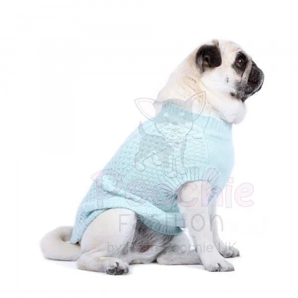 Luxury Supersoft Cable Knit Dog Jumper in Baby Blue - Rich Paw - 2