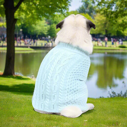 Luxury Supersoft Cable Knit Dog Jumper in Baby Blue - Rich Paw - 1