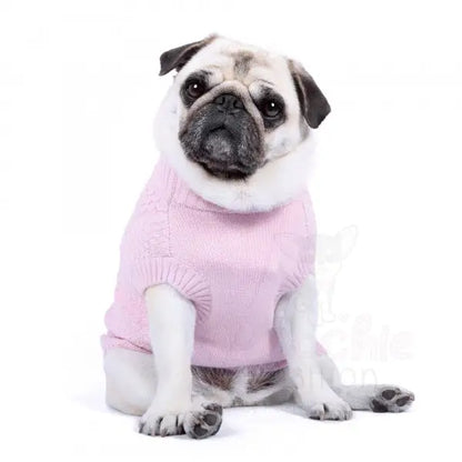 Luxury Supersoft Cable Knit Dog Jumper in Candy Floss Pink - Rich Paw - 3