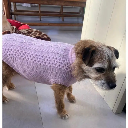Luxury Supersoft Cable Knit Dog Jumper in Candy Floss Pink - Rich Paw - 4