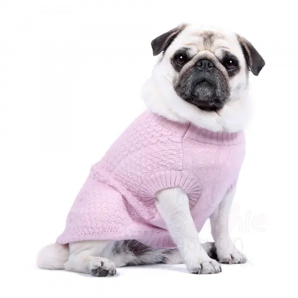 Luxury Supersoft Cable Knit Dog Jumper in Candy Floss Pink - Rich Paw - 2