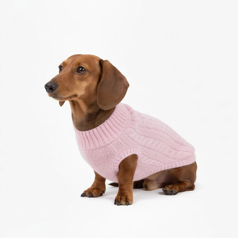 Luxury Supersoft Cable Knit Dog Jumper In Candy Floss Pink