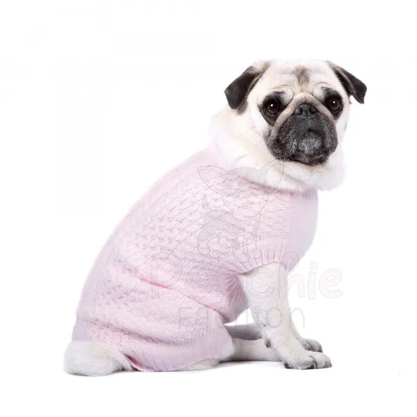 Luxury Supersoft Cable Knit Dog Jumper In Marshmallow