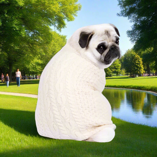 Luxury Supersoft Cable Knit Dog Jumper in Vanilla - Rich Paw - 1
