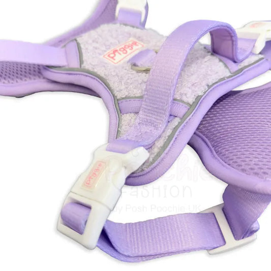Luxury Teddy Fleece Explorer Dog Harness in Lilac - Piggie - 2
