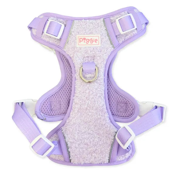 Luxury Teddy Fleece Explorer Dog Harness in Lilac - Piggie - 1