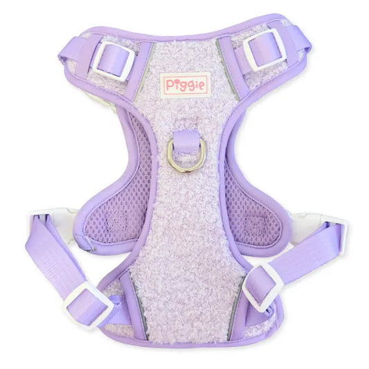 Luxury Teddy Fleece Explorer Dog Harness in Lilac - Piggie - 1