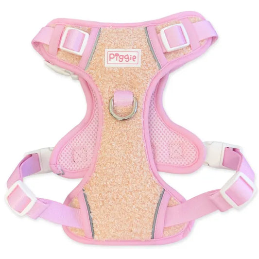 Luxury Teddy Fleece Explorer Dog Harness in Pink - Piggie - 1