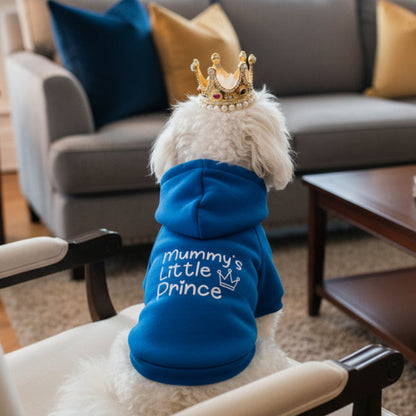 Mummy’s Little Prince Dog Hoodie Sweatshirt - Blue - Rich Paw - 1