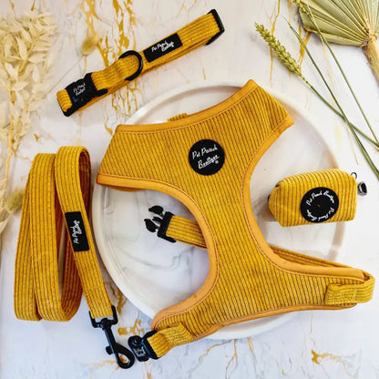 Mustard Yellow Luxury Corduroy Dog Harness - Pet Pooch - 3