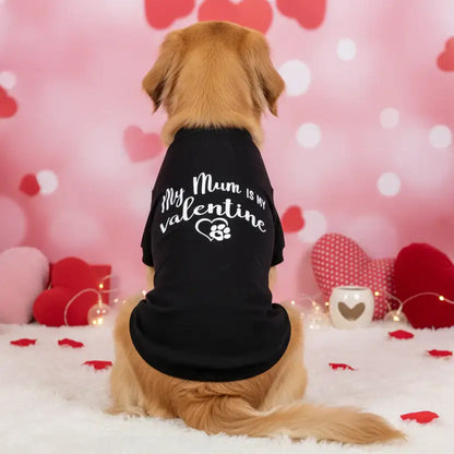My Mum is my Valentine Dog T-shirt Black - Rich Paw - 1
