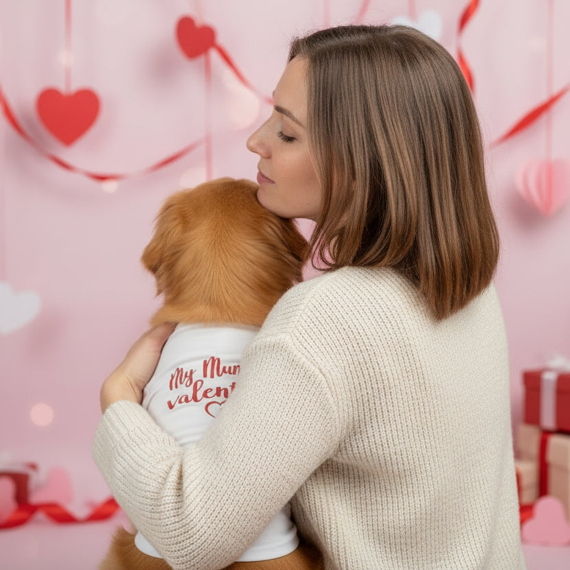 My Mum is my Valentine Dog T-shirt White - Rich Paw - 2