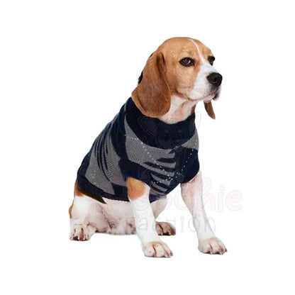 Navy Blue and Grey Diamond Knit Dog Jumper - Urban Pup - 2