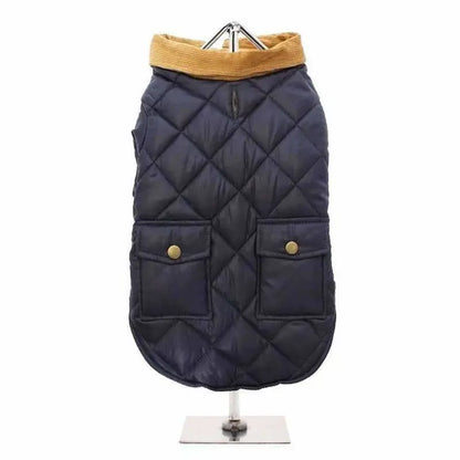Navy Blue Quilted Town And Country Dog Coat - Urban Pup - 1